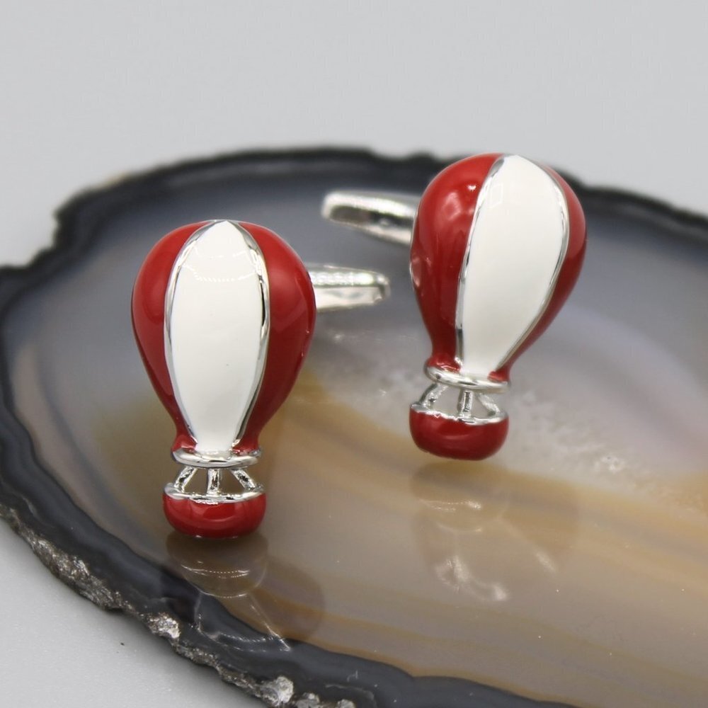 Jewelry cufflinks men mens fashion accessories balloon silver red tone brand new